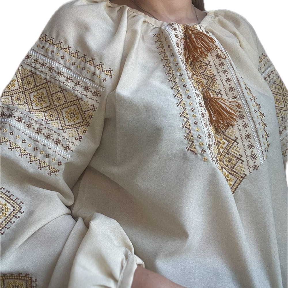 Embroidered Cream Boho Peasant Blouse - Picture 5 of 11